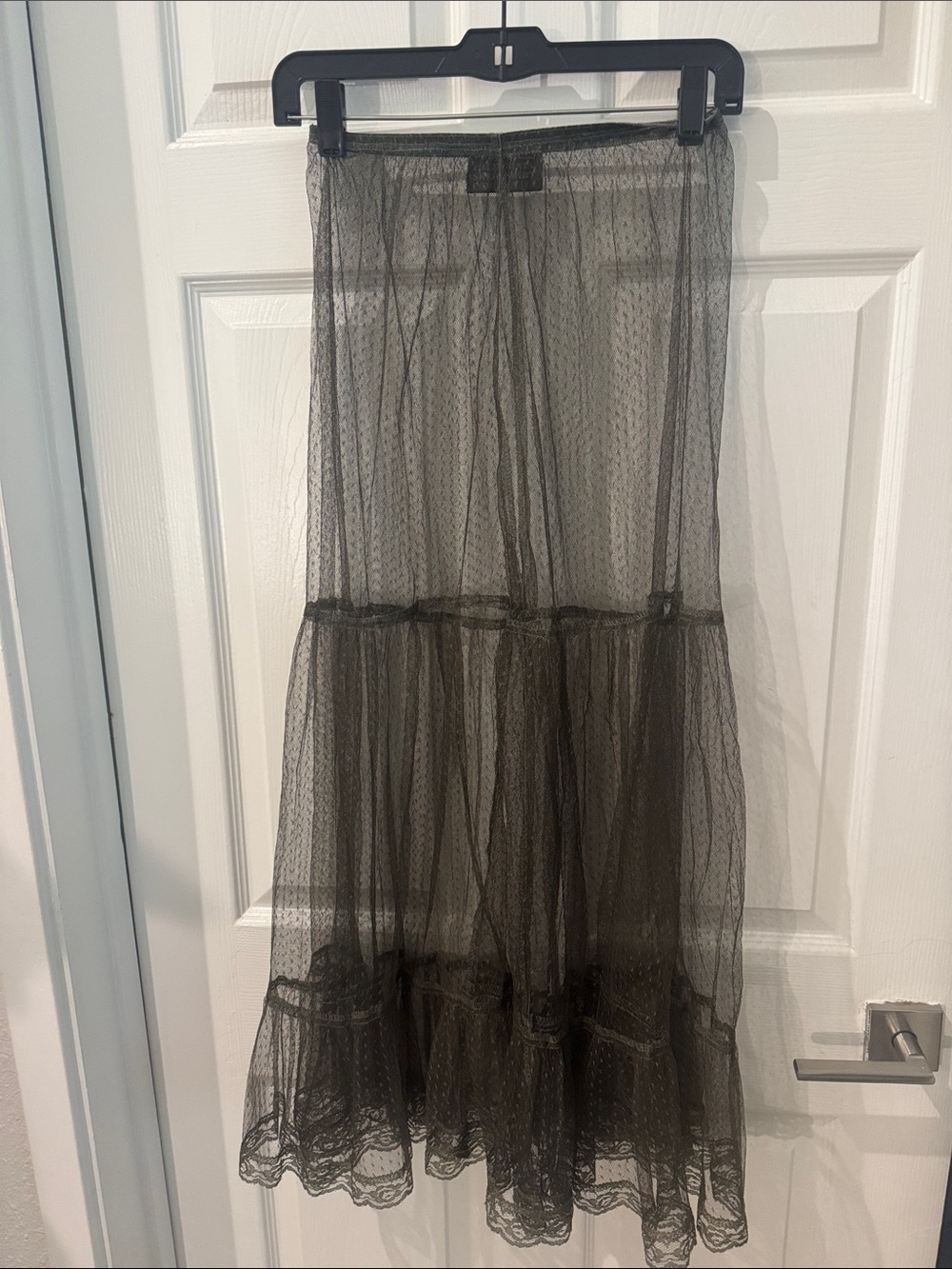 Vintage Sheer Tiered Tulle Skirt - Black/Dark Grey Size Large